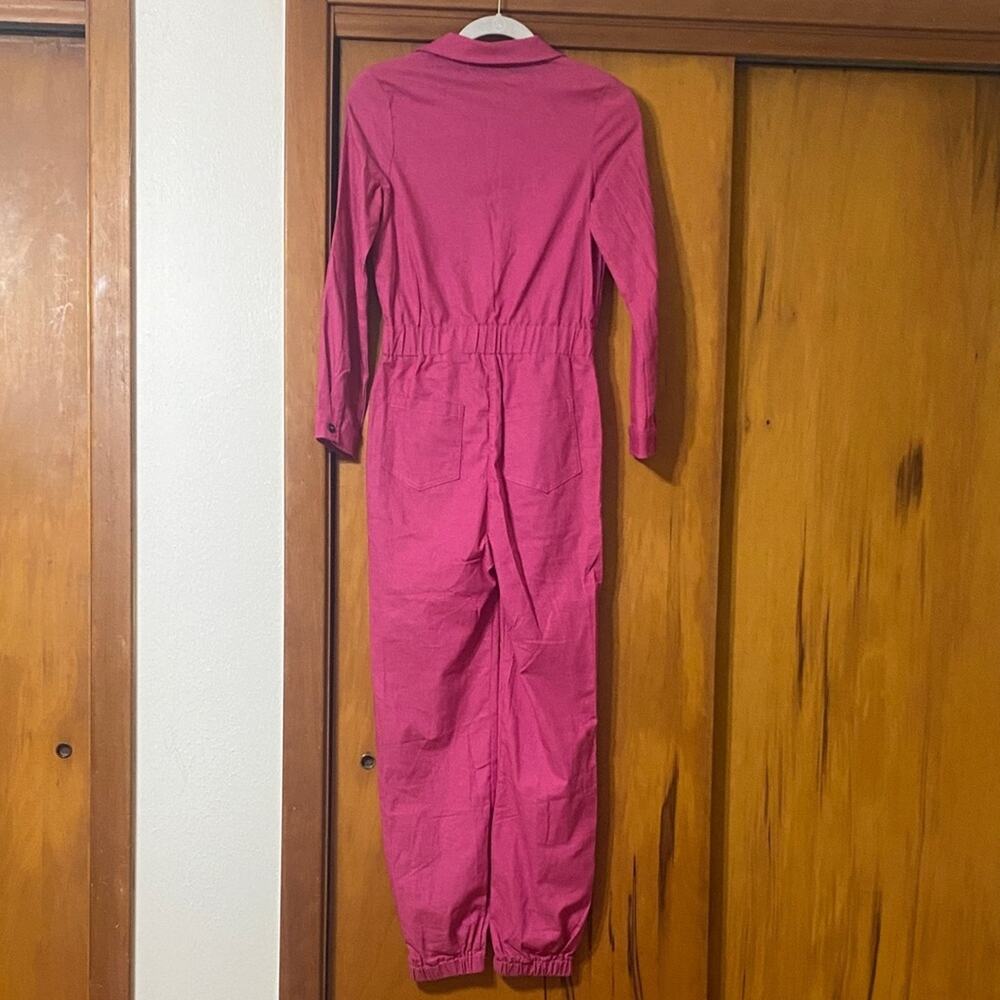 NWT Aviator Babe Neon Pink Jumpsuit Coveralls Button Pockets Rave Party Festival - Picture 7 of 11